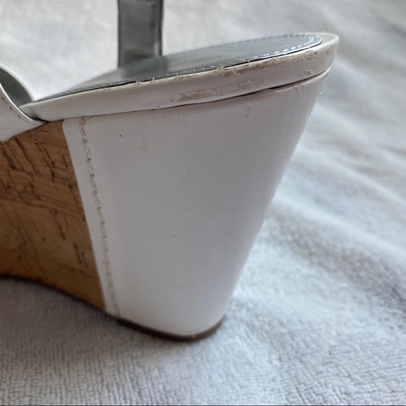 Guess White Strappy Cork Wedges - Picture 6 of 8